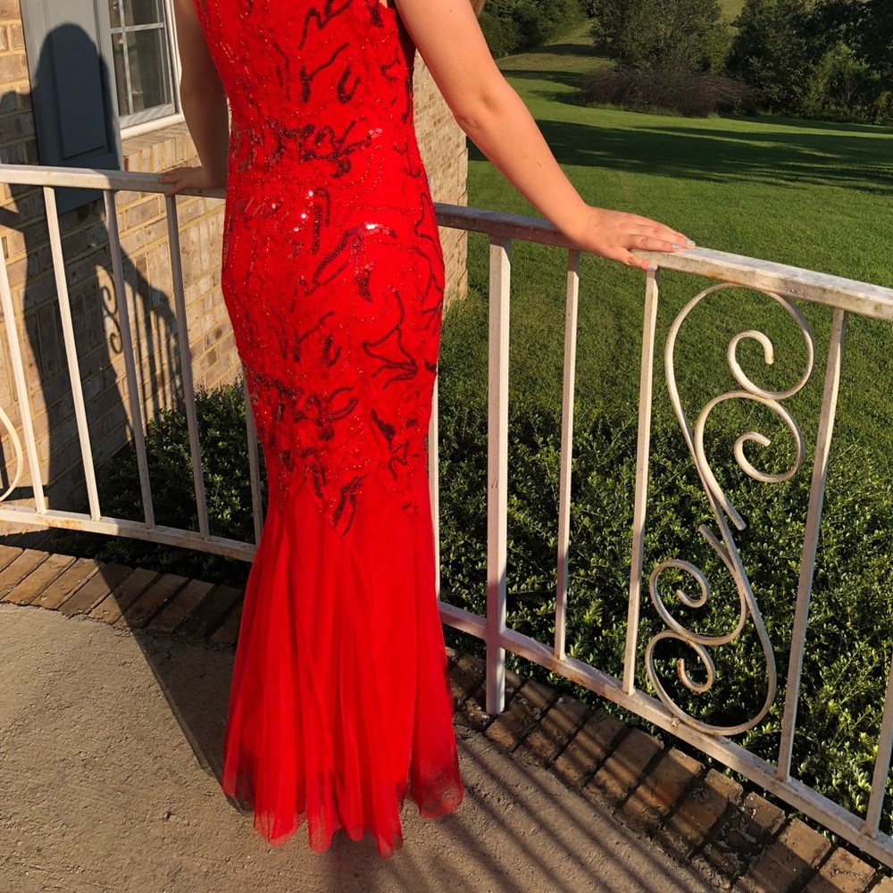 Red Sequin Mermaid Formal Dress
